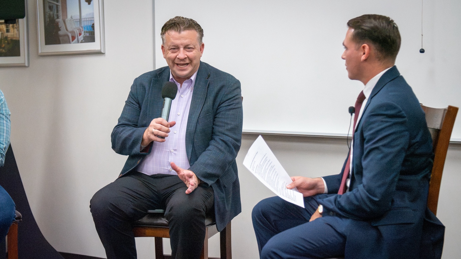 Utah State Senator Todd Weiler speaking with Seth A. Villagomez at the inaugural UELF forum