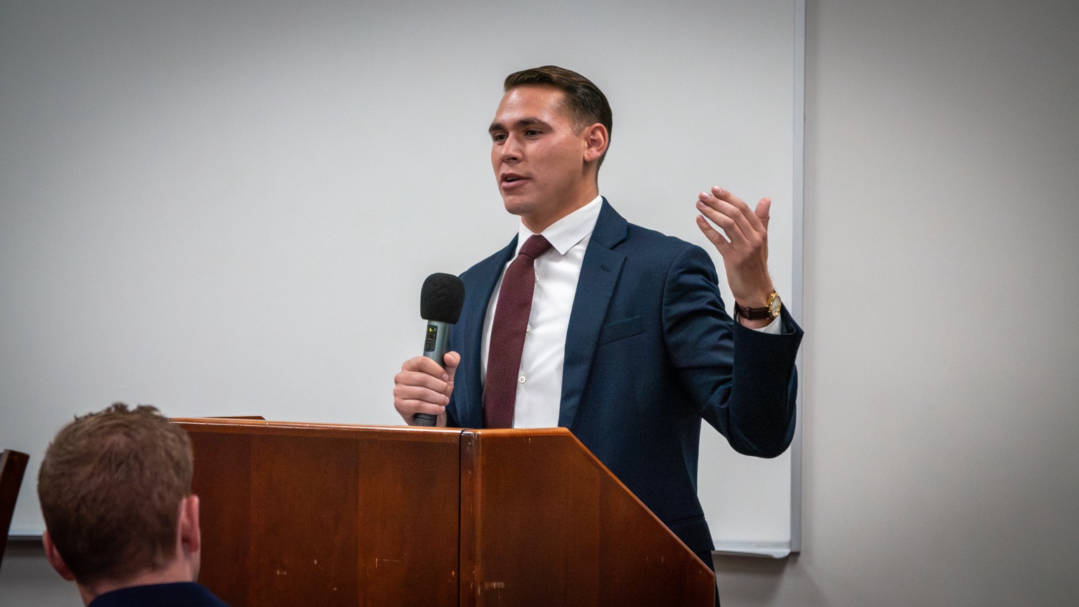 Seth A. Villagomez delivering the founder’s inaugural address at the Utah Emerging Leaders Forum